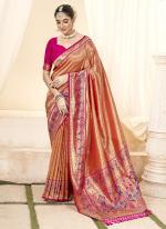 Silk Orange Festival Wear Weaving Saree